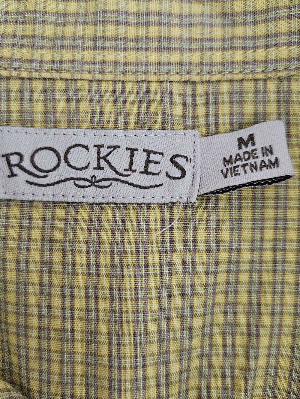Rockies Western Shirt Yellow Check Plaid Sleeveless Button Collared Top Medium - Picture 6 of 8